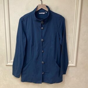 Soft Surroundings Women Button Up Jacket Long Sleeve Stretch Pockets